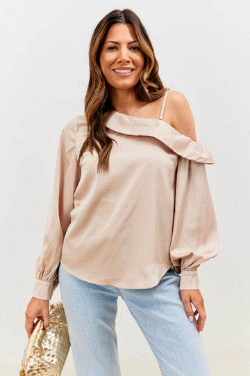 Asymmetrical Satin Blouse